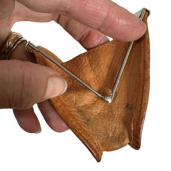 Vintage Fossil Kiss Lock Wallet Card Holder Change Purse Saddle - Picture 10 of 10